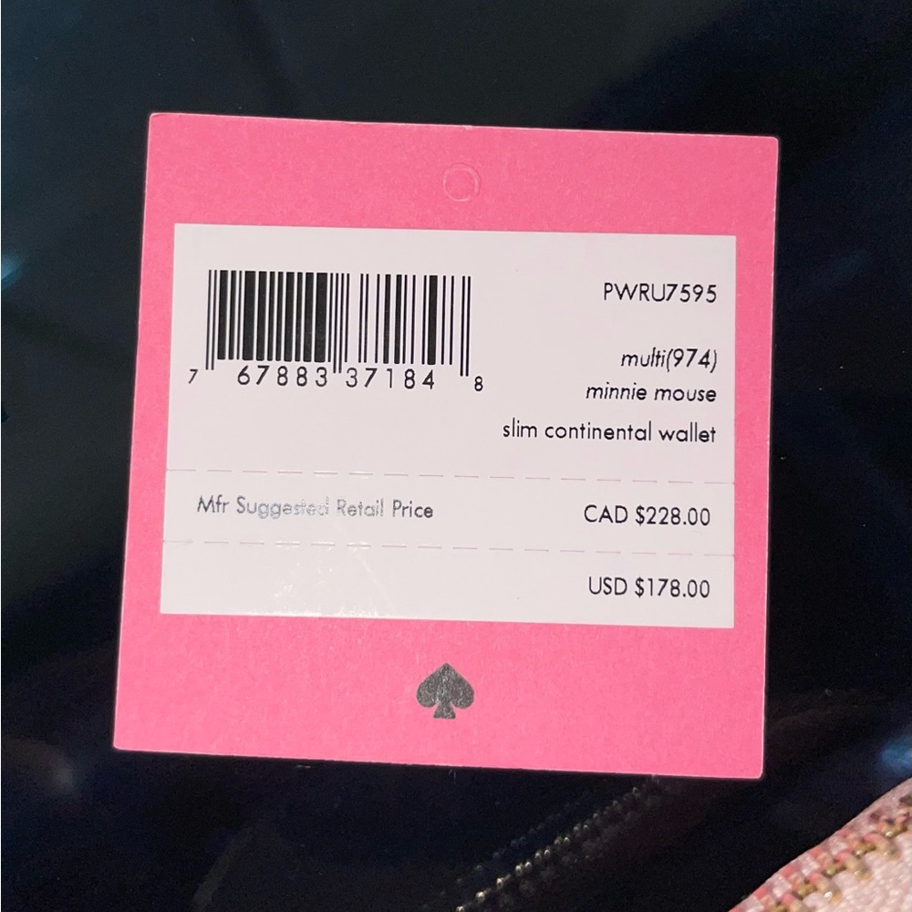 Kate Spade ♠️ x Disney Minnie Mouse Continental Wallet in Pink and Black NWT - Picture 6 of 7